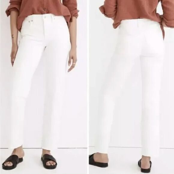 NEW Madewell Mid-Rise Perfect Vintage Straight Jean in Tile White, 25 - Picture 1 of 16